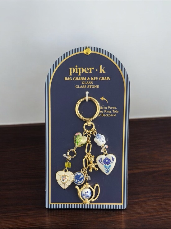 Piper K Accessories - Piper K Floral Teapot Charm Keychain & Bag Chain
